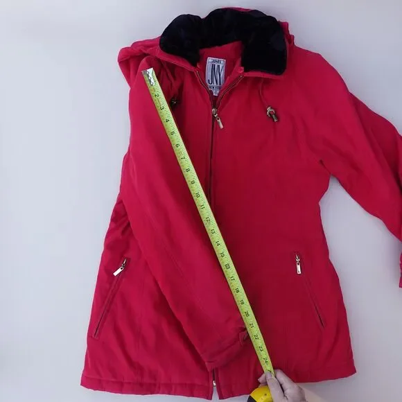 Vintage JNY Jones New York Jacket Women's S Red Removable Hood Full Zip 90s‎ - Picture 8 of 15